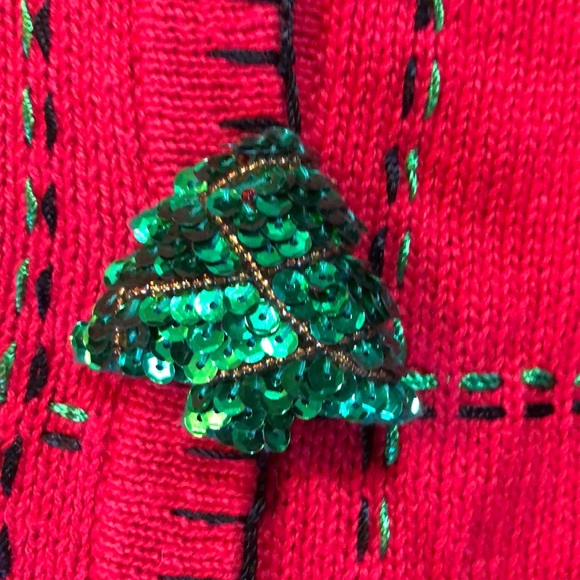 Vtg Ugly Xmas sweater Christmas cardi plaid knit - Picture 5 of 8